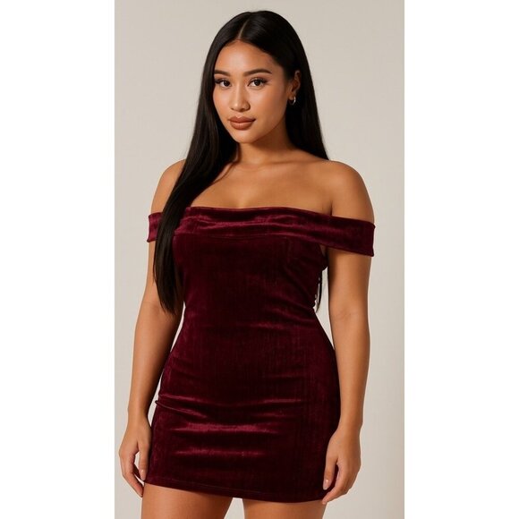 Urban Social Strapless Velvet Mini Dress XL NWT Off Shoulder Party Night Out - Picture 1 of 8